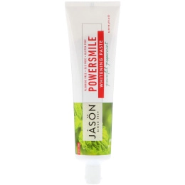 Jason Natural, PowerSmile, отбеливающая паста против зубного налета, & Whitening Paste, яркий мятный вкус, 6 унц. (170 г)