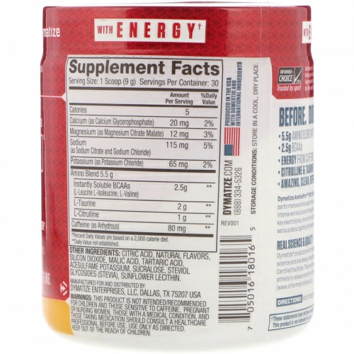 Dymatize Nutrition, Amino Pro with Energy, Pineapple Guava, 9.52 oz (270 g)