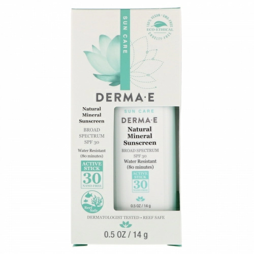 Derma E, Натуральный минеральный солнцезащитный крем, фактор защиты от солнца 30, водостойкий