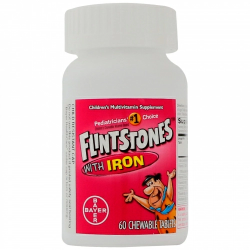 Flintstones, Детские мультивитамины с железом, фруктовый вкус 60 жевательных таблеток