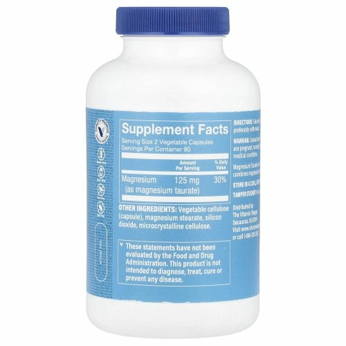 The Vitamin Shoppe, Таурат магния, 180 растительных капсул