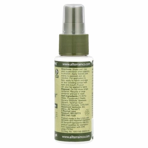All Terrain, Herbal Armor, средство, отпугивающее насекомых, помповый спрей без ДЭТА, 2,0 жидких унции (60 мл)
