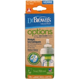 Dr. Brown's, Natural Flow, Wide-Neck, 0 + Months, 1 Glass Bottle, 5 oz (150 ml)