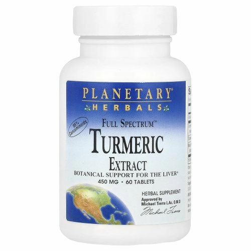 Planetary Herbals, Экстракт куркумы полного спектра, 450 мг, 60 таблеток