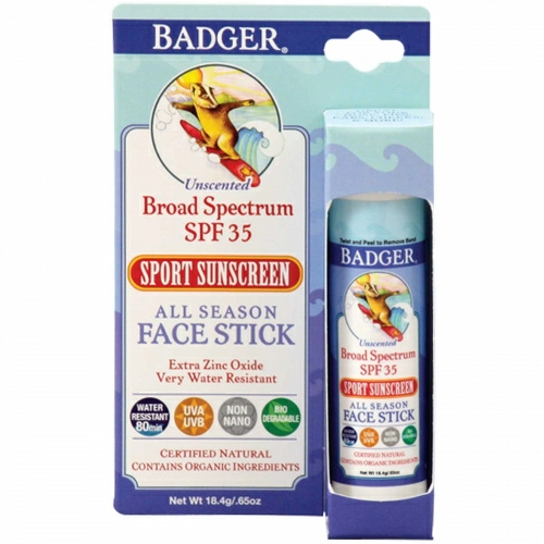 Badger Company, Стик для лица для всех времен года, спортивное солнцезащитное средство, SPF 35, без запаха, 0.65 унций (18.4 г)