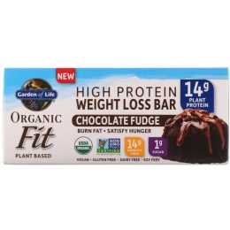 Garden of Life, Organic Fit, Высокобелковый Батончик для Эффективной Потери Веса, Шоколадная Помадка, 12 Батончиков, по 1,9 унции (55 г) Каждый