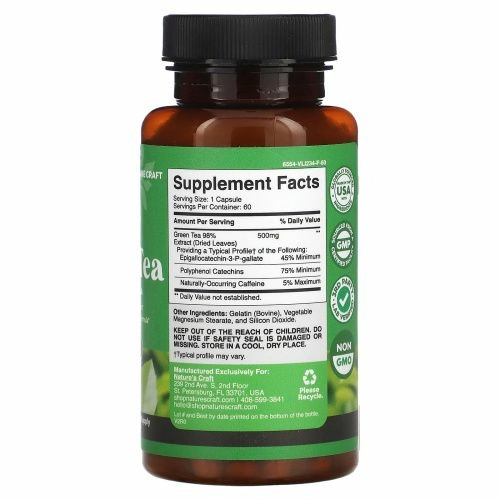 Nature's Craft, зеленый чай, 60 капсул