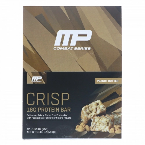MusclePharm, Протеиновый батончик Combat Crisp с арахисовым маслом, 12 штук по 1,59 унц. (45 г)
