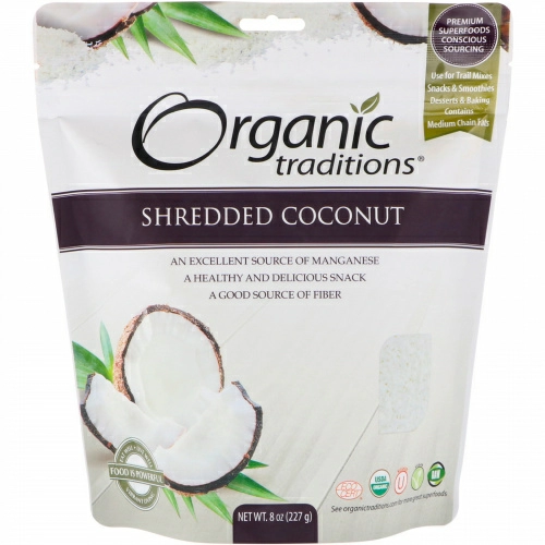 Organic Traditions, Кокосовая стружка, 8 унций (227 г)