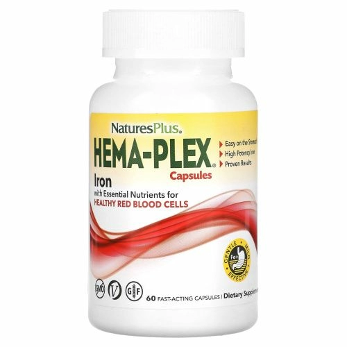 Nature's Plus Hema-Plex комплекс с железом, 60 вегетарианских капсул