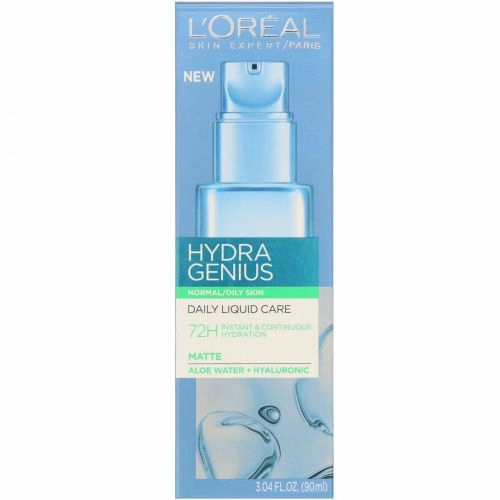 L'Oreal, Аква-флюид для лица Hydra Genius «Матирование», для нормальной и жирной кожи, 90 мл