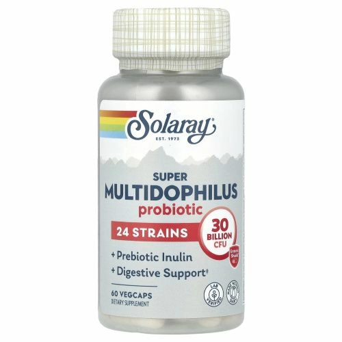 Solaray, Super Multidophilus, 30 миллиардов КОЕ, 60 вегетарианских капсул с покрытием