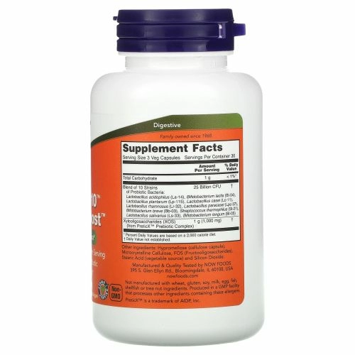 NOW Foods, Probiotic-10 & Bifido Boost, пробиотик, 25 млрд КОЕ, 90 растительных капсул (8,33 млрд КОЕ в 1 капсуле)
