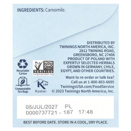 Twinings, травяной чай, чистая ромашка, без кофеина, 25 чайных пакетиков, 37 г (1,32 унции)