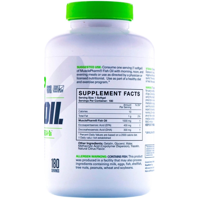 MusclePharm, Essentials, рыбий жир, 180 мягких таблеток
