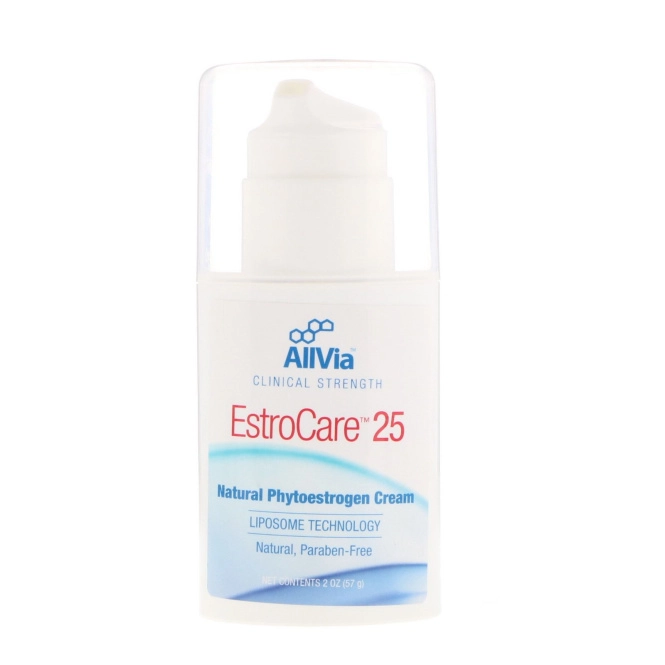 AllVia, EstroCare 25, натуральный крем с фитоэстрогеном, 2 унц. (57 г)