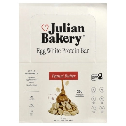 Julian Bakery, Протеиновый батончик из яичного белка, арахисовая паста, 12 батончиков по 60 г
