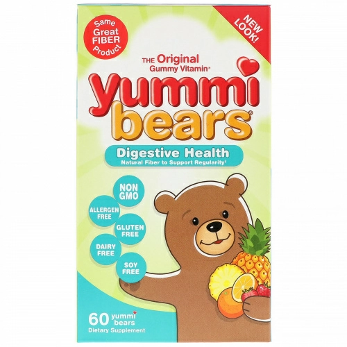 Hero Nutritional Products, Yummi Bears, Fiber, All Natural Fruit Flavors, 60 Gummy Bears