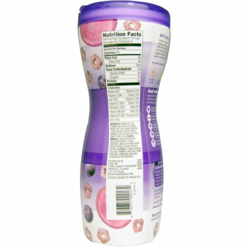 Plum Organics, Super Puffs, органические колечки из овощей, фруктов и злаков, черника и фиолетовый батат, 1,5 унции (42 г)
