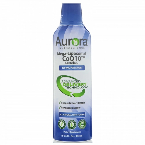 Aurora Nutrascience, Mega-Liposomal CoQ10, натуральный фруктовый вкус, 300 мг, 16 ж. унц. (480 мл)