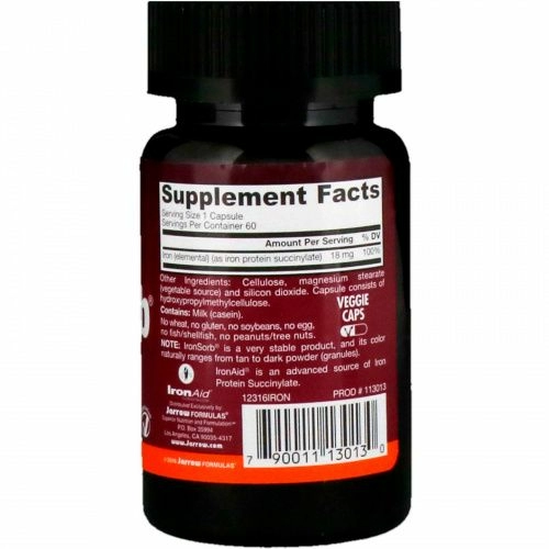 Jarrow Formulas, IronSorb, 18 мг, 60 овощных капсул