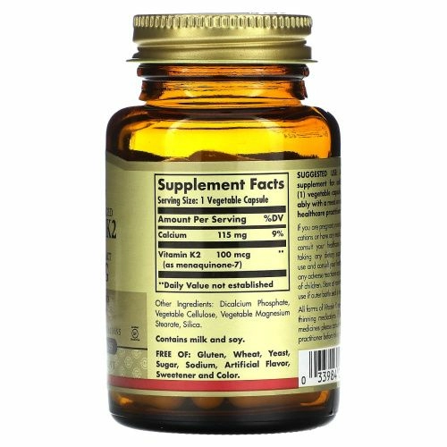 Solgar Витамин K2, 100 mcg, 50 растительных капсул