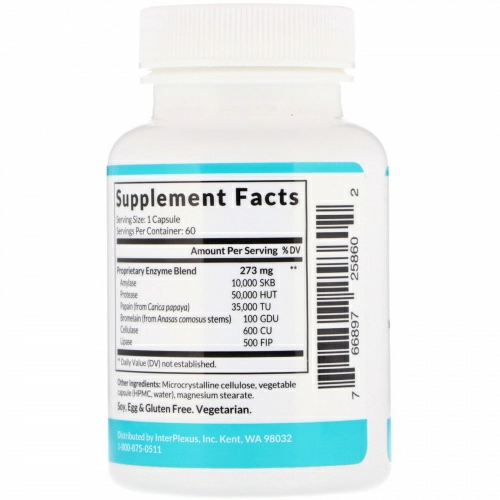 InterPlexus Inc., Mega-Polyzyme, 60 капсул