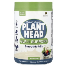 Genceutic Naturals, Clean Vegan Plant Head®, GLP-1 Support, смесь для смузи, без добавок, 354,5 г (12,5 унции)