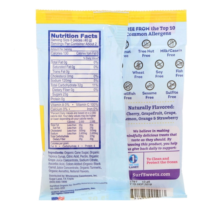 Surf-Sweets, Кислые червячки, 2,75 унции (78 г)