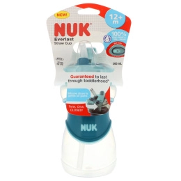 NUK, Прочная чашка с соломинкой, синяя, для малышей от 12 месяцев, 1 шт, 10 унций (300 мл)