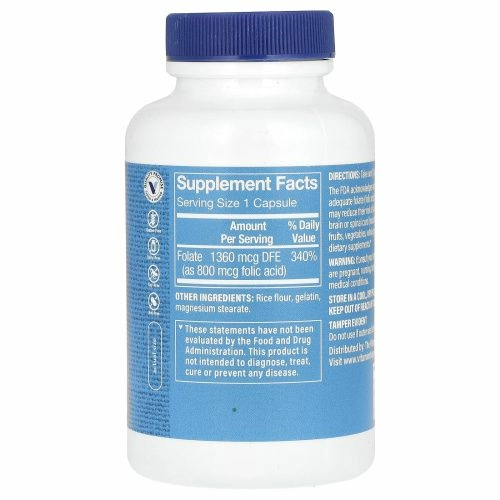 The Vitamin Shoppe, Фолиевая кислота, 800 мкг, 300 капсул