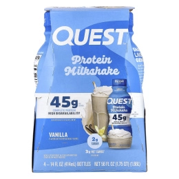 Quest Nutrition, Протеиновый молочный коктейль, ваниль, 4 флакона по 414 мл (14 жидк. Унций)