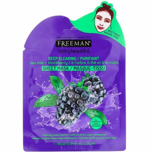 Freeman Beauty, Feeling Beautiful, маска для глубокого очищения, чайное дерево + ежевика, 1 маска