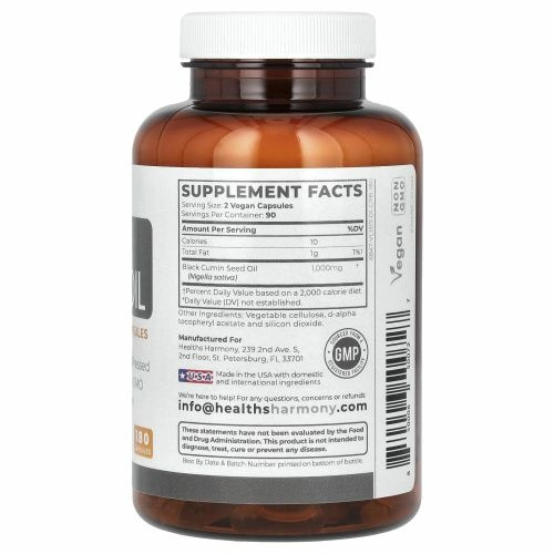 Healths Harmony, масло черного тмина, 180 капсул