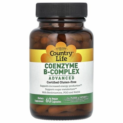 Country Life, Коферментный комплекс витаминов группы B, улучшенная формула, 60 растительных капсул