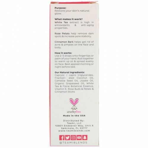 Teami, Glow, Tea Infused Facial Oil, Rose Cinnamon, 2 oz