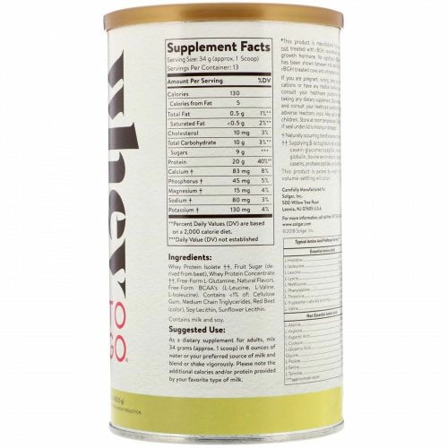 Solgar, Whey To Go, Whey Protein Powder, Strawberry, 16 oz (453.5 g)