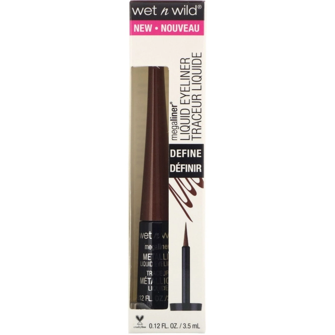 Wet n Wild, Жидкая подводка для глаз MegaLiner Metallic, оттенок Metallic Brown, 3,5 мл