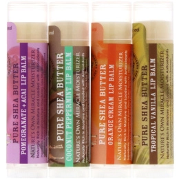 Out of Africa, Pure Shea Butter Lip Balm with Vitamin E, 3 Flavors + 1 Bonus, 4 Sticks, 0.15 oz (4.2 g) Each