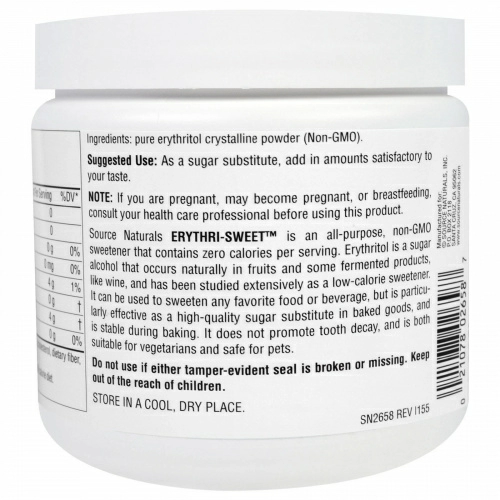 Source Naturals, Эритрит сладкий, 12 унций (340,2 г)