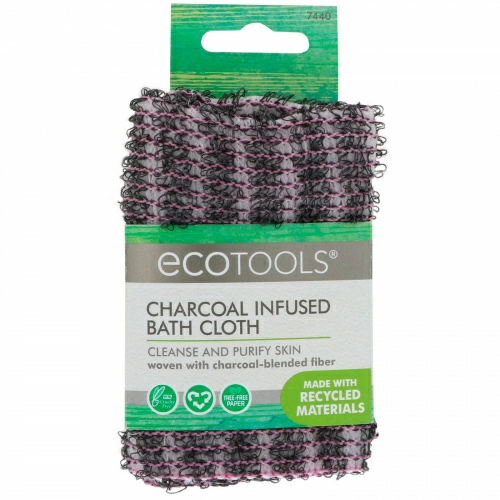 EcoTools, Салфетка для ванной, пропитанная активированным углем, 1 салфетка