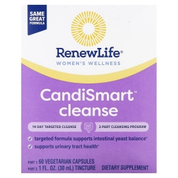 Renew Life, Целевая, Candi Smart, очищающая дрожжевая формула, 15-дневная программа, 2-компонентная программа