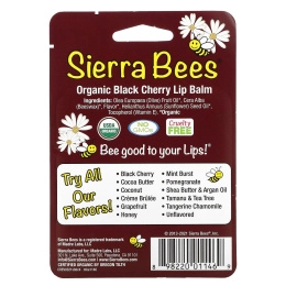 Sierra Bees, Органический бальзам для губ, Черная вишня, 4 штуки, 4,25 г (0,15 унции)