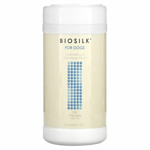 Biosilk, Silk Therapy, увлажняющие и очищающие салфетки для собак, 50 шт.