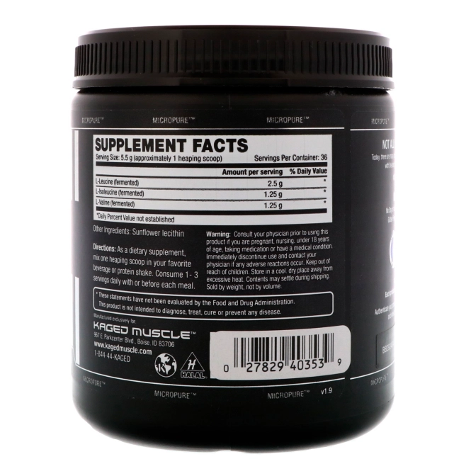 Kaged Muscle, Аминокислоты с разветвлённой цепью, без ароматизаторов, 6,4 унц. (200 г)