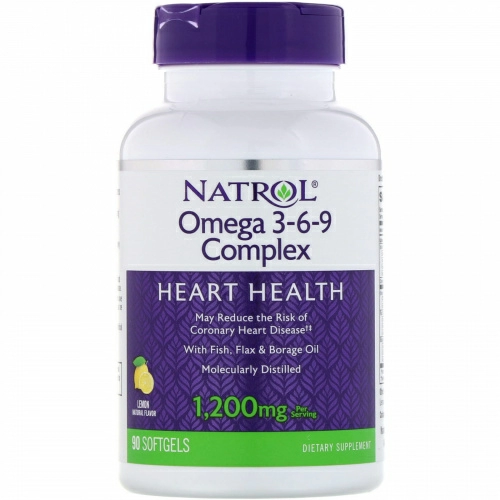 Natrol, Комплекс омега 3-6-9, со вкусом лимона, 90 жевательных капсул