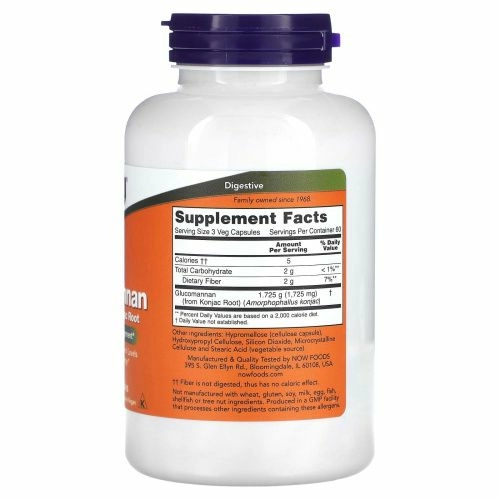 Now Foods, Глюкоманнан, 575 мг, 180 капсул