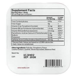 Diso, Energy, клубника, 30 полосок для полости рта