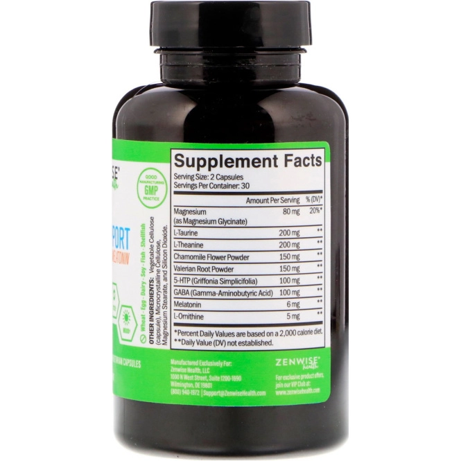 Zenwise Health, Поддержка спокойного сна с помощью мелатонина, 60 вегетарианских капсул