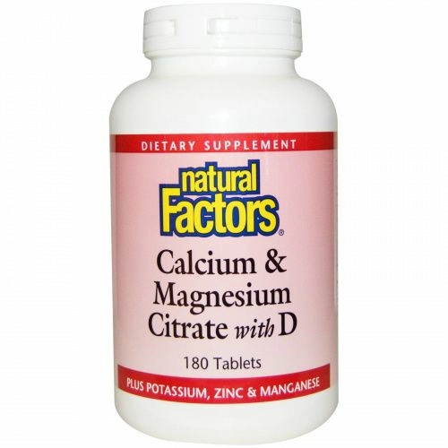 Natural Factors, Цитрат кальция и магния, с витамином D, 180 таблеток